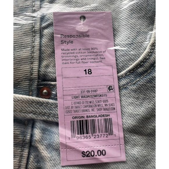 Wild Fable Women's Mini Skirt Low-Rise Denim Light Wash Size 18 - Picture 4 of 5